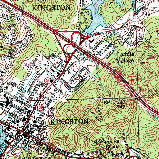 Topographic Map of Oak Hills, TN