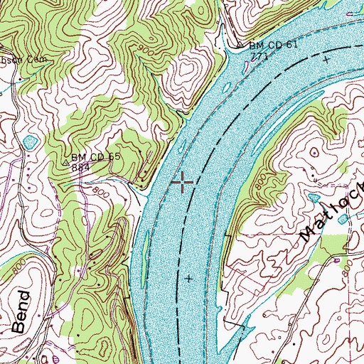 Topographic Map of Pond Creek Island (historical), TN