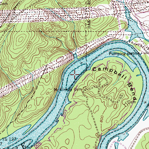 Topographic Map of Poplar Creek Island (historical), TN