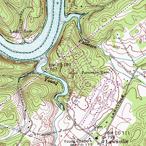 Topographic Map of Riverbend Estates, TN