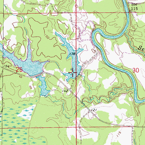 Topographic Map of Barns Pond, AL