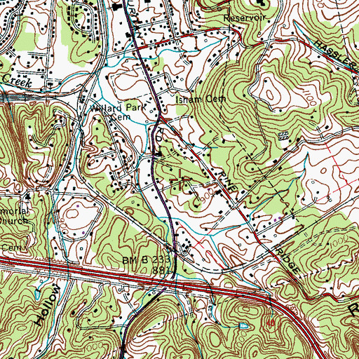 Topographic Map of Sunnycrest, TN