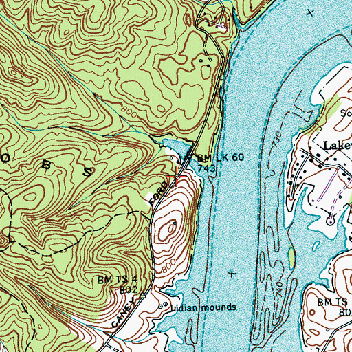 Topographic Map of Westshore Estates, TN