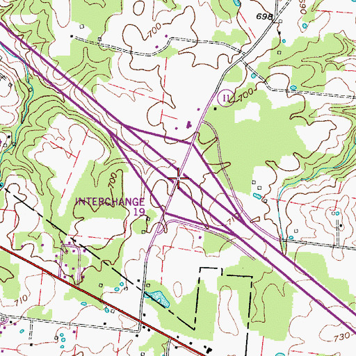 Topographic Map of Interchange 19, TN
