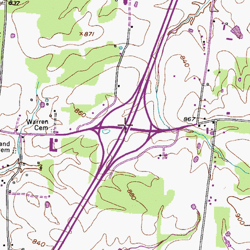 Topographic Map of Interchange 108, TN