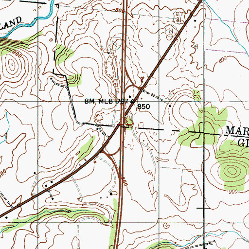 Topographic Map of Interchange 22, TN
