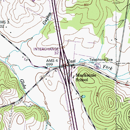 Topographic Map of Interchange 32, TN