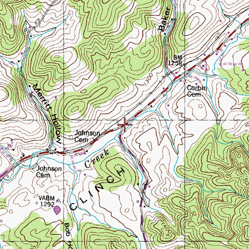 Topographic Map of Ambro (historical), TN