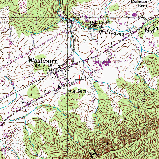 Topographic Map of Clear Springs (historical), TN
