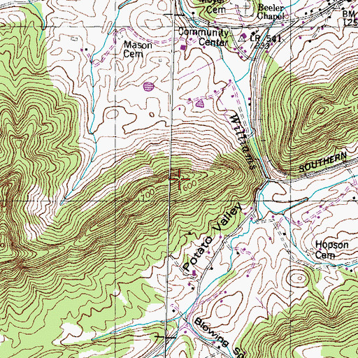 Topographic Map of Diamond Peak, TN
