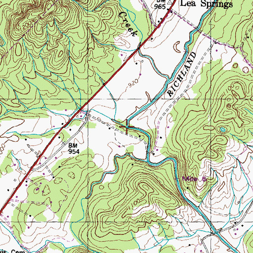 Topographic Map of Leas Creek, TN