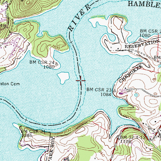 Topographic Map of Long Ferry (historical), TN