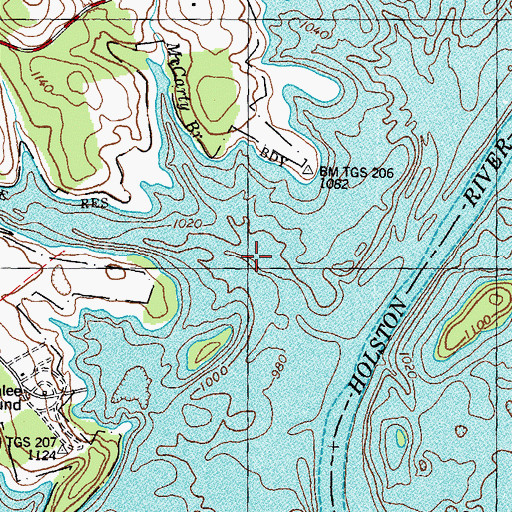 Topographic Map of McCarty Branch, TN