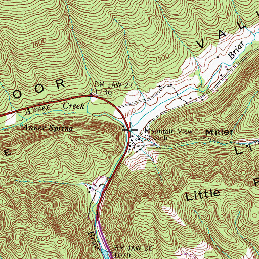 Topographic Map of Miller Branch, TN