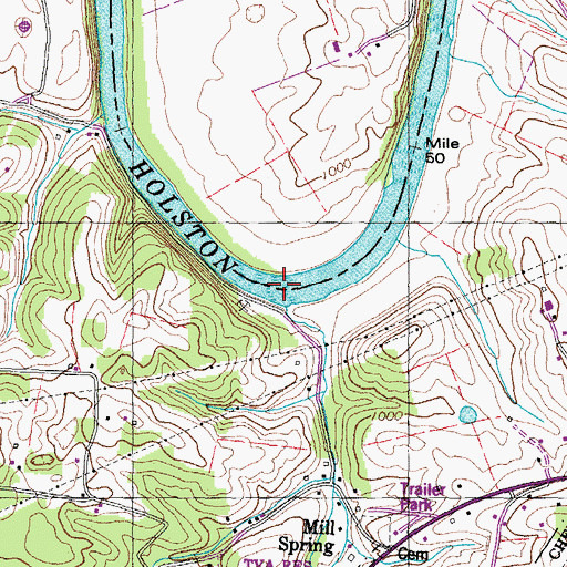 Topographic Map of Oars Ferry (historical), TN