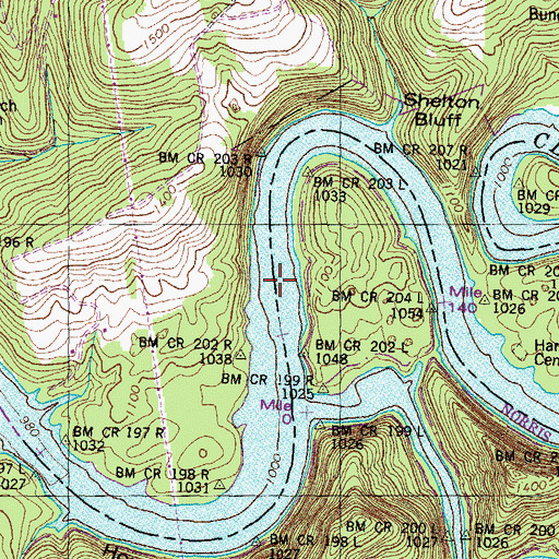 Topographic Map of Sheltons Ford (historical), TN