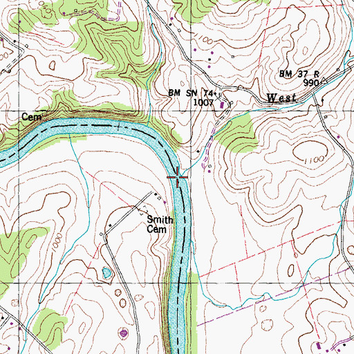 Topographic Map of Smith Ferry (historical), TN