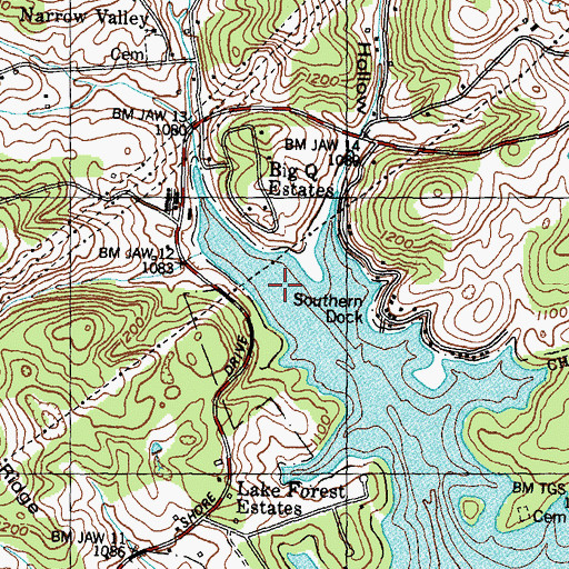 Topographic Map of Turley Mills (historical), TN