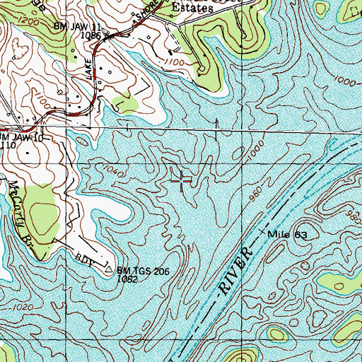 Topographic Map of Turley Spring, TN