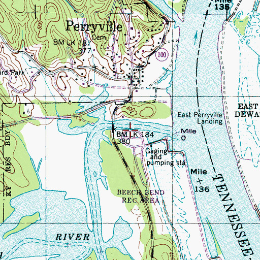 Topographic Map of Beech Bend, TN