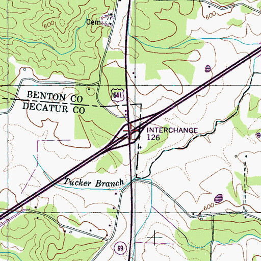 Topographic Map of Interchange 126, TN
