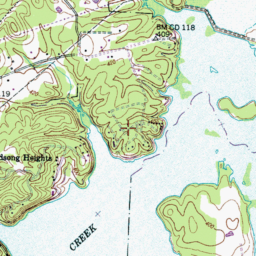 Topographic Map of Camden Bay Subdivision, TN