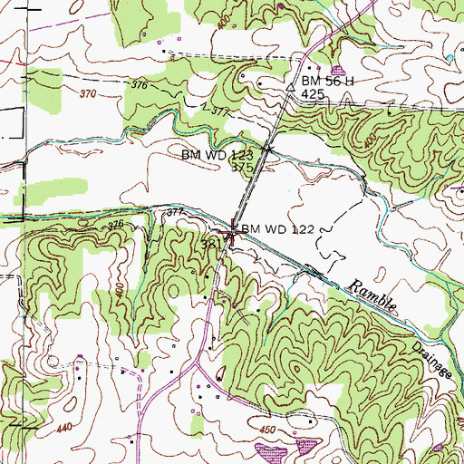 Topographic Map of Ramble Creek Drainage Ditch, TN