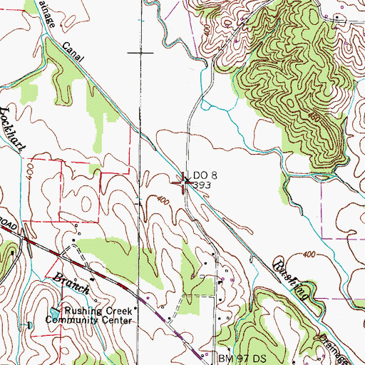 Topographic Map of Rushing Creek Draingage Ditch, TN
