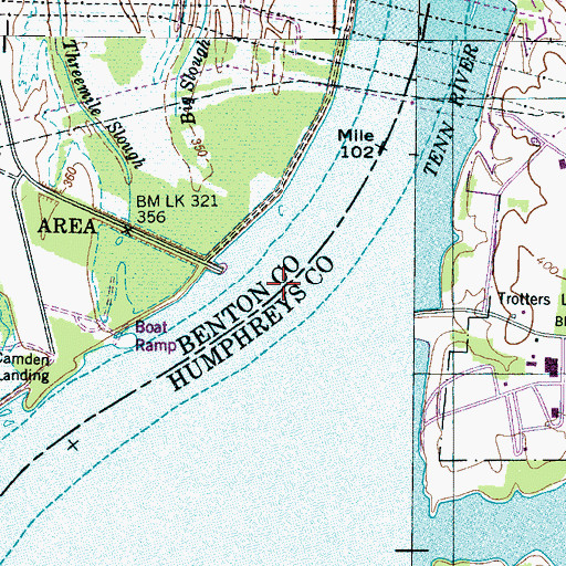 Topographic Map of Trotters Ferry (historical), TN