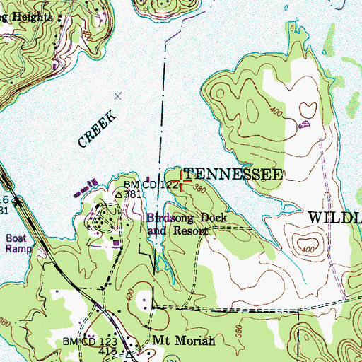 Topographic Map of Wildlife Cove Village, TN