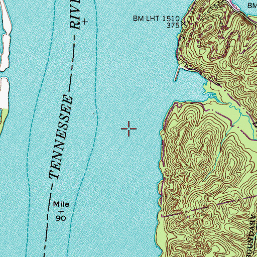 Topographic Map of Barker Branch (historical), TN