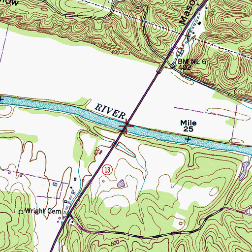 Topographic Map of Bones Ford, TN