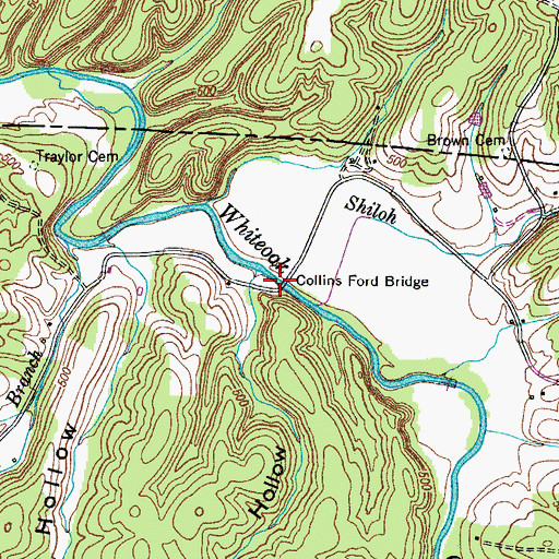 Topographic Map of Collins Ford, TN