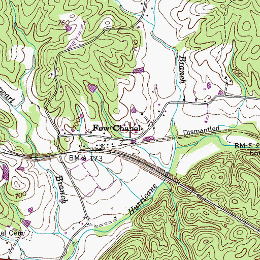 Topographic Map of Few Chapel, TN