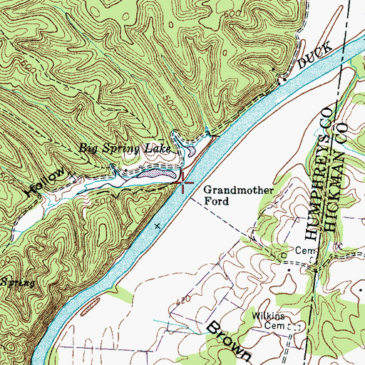 Topographic Map of Grandmother Branch, TN