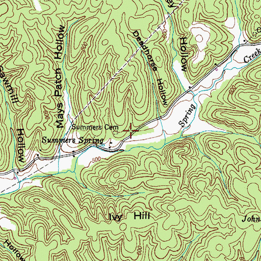 Topographic Map of Graveyard Hollow, TN