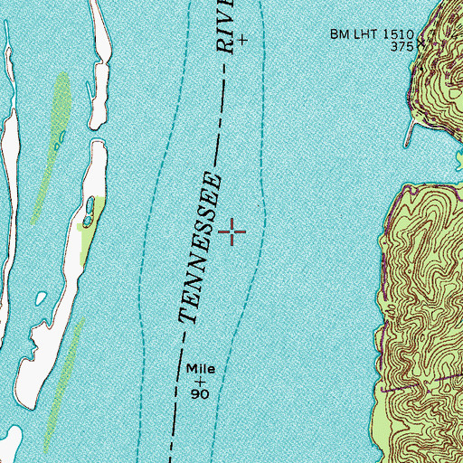 Topographic Map of Green Botton Bar, TN