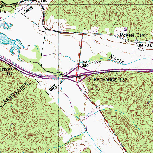 Topographic Map of Interchange 137, TN