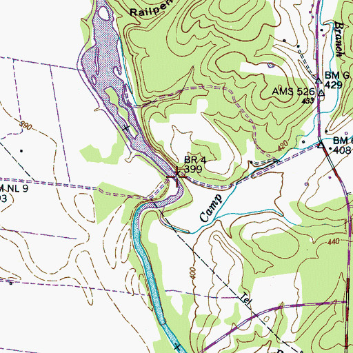 Topographic Map of Martin Ford, TN