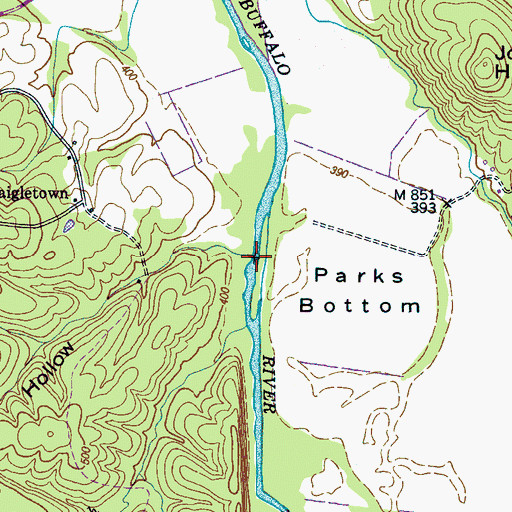 Topographic Map of Mill Branch, TN