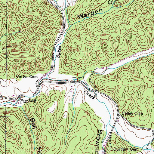 Topographic Map of South Fork Turkey Creek, TN