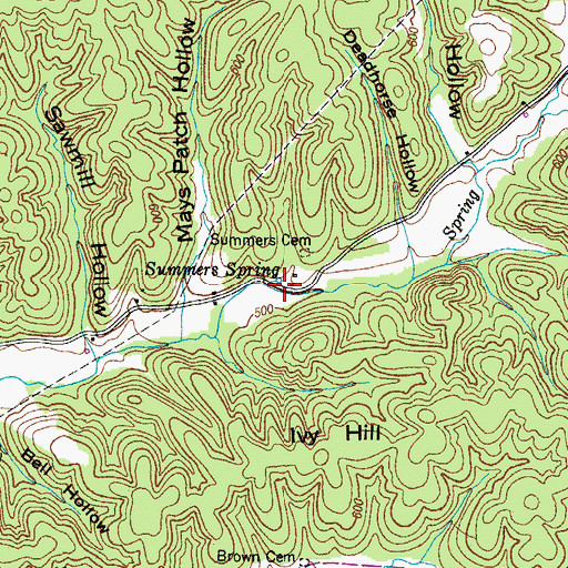 Topographic Map of Spring Hollow, TN