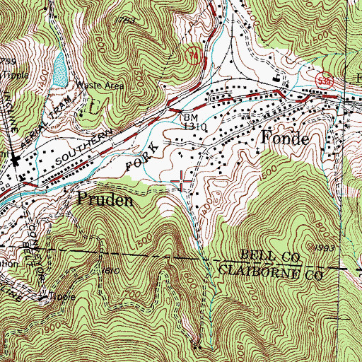 Topographic Map of Big Three Hollow, KY