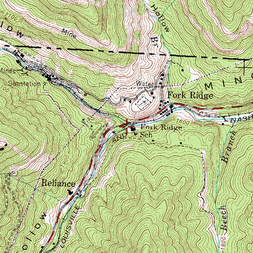 Topographic Map of Cabin Creek, TN