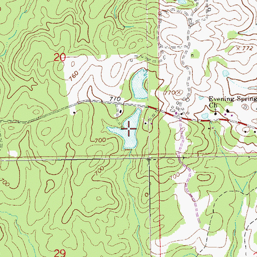 Topographic Map of Hills Lake, AL