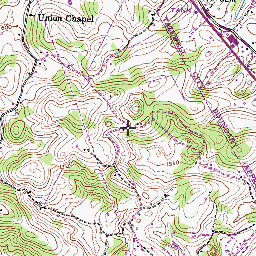 Topographic Map of Chestnut Ridge, TN