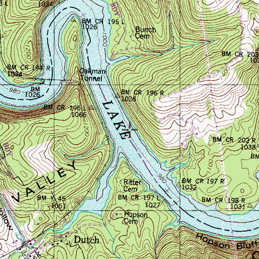 Topographic Map of Eadie Ford (historical), TN