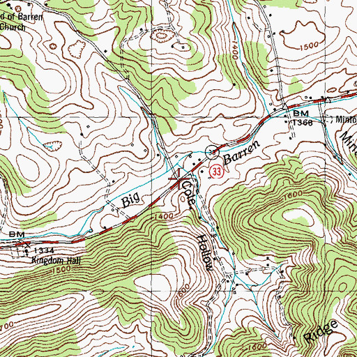 Topographic Map of Head of Barren, TN