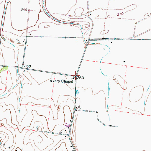 Topographic Map of Avreet, TN