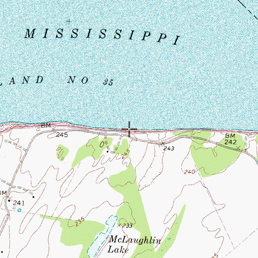 Topographic Map of Below Richardsons Landing Dikes, TN